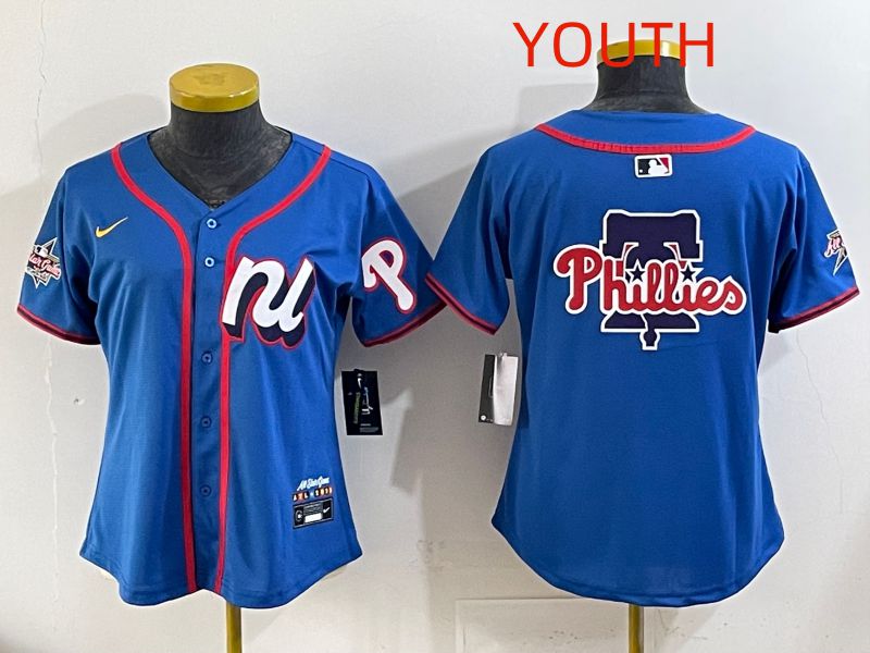 Youth 2025 Philadelphia Phillies Blank Blue All star Nike MLB Jersey style 03